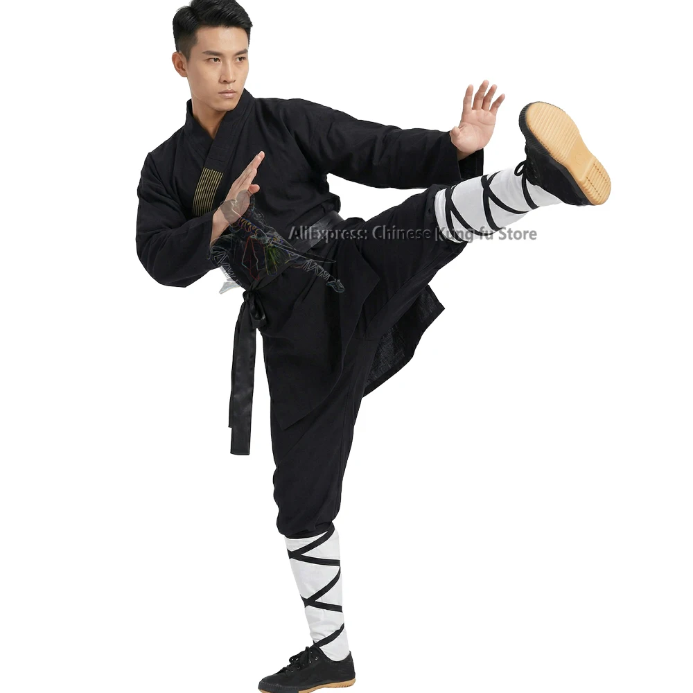 Black Cotton Shaolin Kung fu Uniform Warrior Monk Robe Sets Qigong Tai Chi Suit Meditation Martial arts Jacket Pants
Black Cotton Shaolin Kung fu Uniform Warrior Monk Robe Sets Qigong Tai Chi Suit Meditation Martial arts Jacket Pants