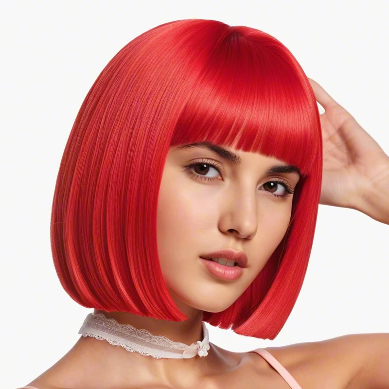 12 inch ladies bangs bobbed head red fake, hair short straight hair high temperature synthetic fiber, soft and fluffy, suitable
12 inch ladies bangs bobbed head red fake, hair short straight hair high temperature synthetic fiber, soft and fluffy, suitable