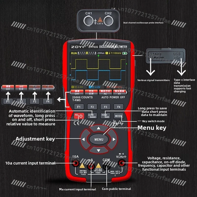 Двухканальный многофункциональный мультиметр ZT-703S для тестирования электроники
Двухканальный многофункциональный мультиметр ZT-703S для тестирования электроники