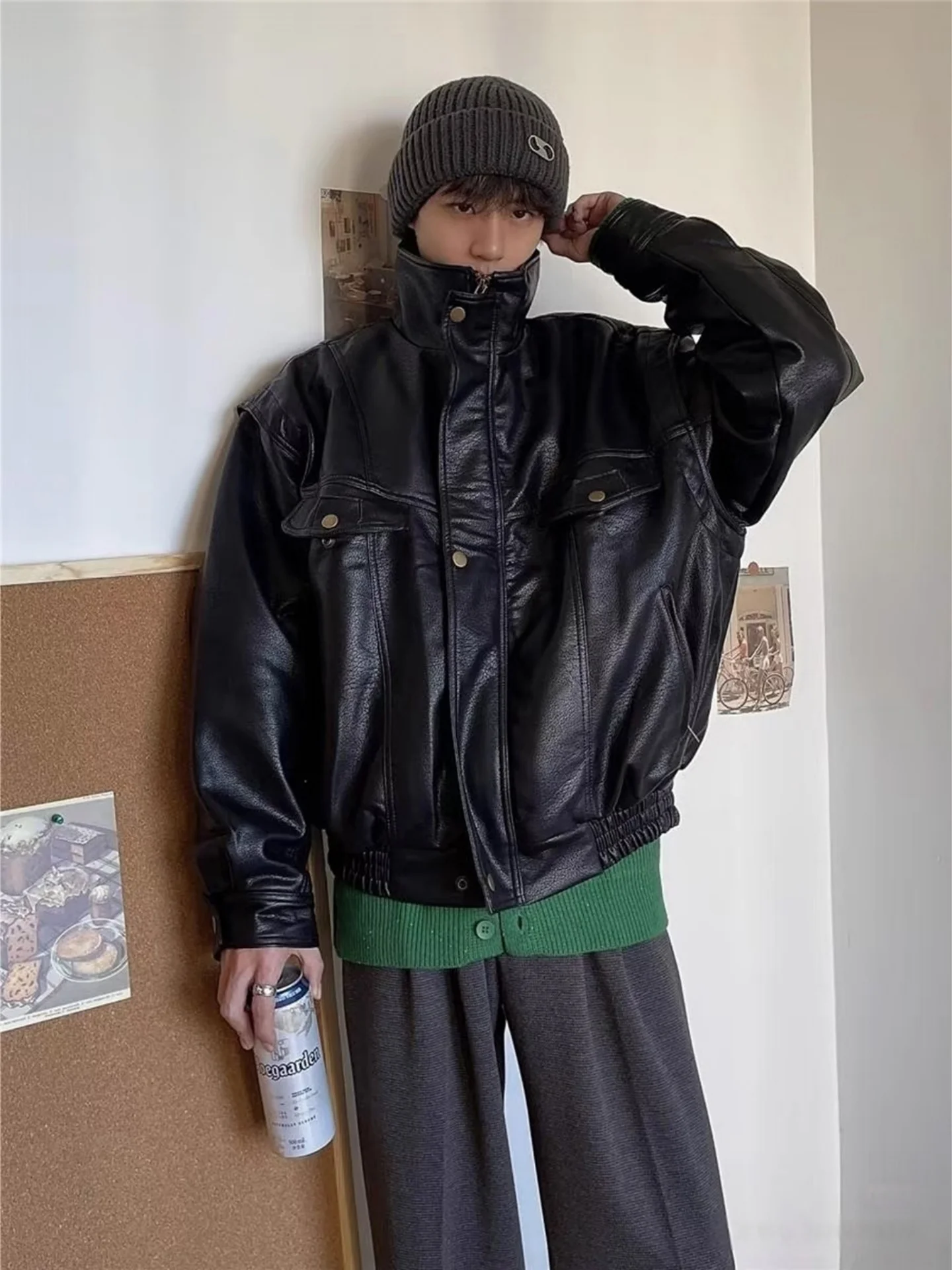 Американская кожаная куртка-косуха с утепленной флисовой подкладкой и хлопковым наполнителем, свободного кроя, модная мужская осенне-зимняя куртка
Американская кожаная куртка-косуха с утепленной флисовой подкладкой и хлопковым наполнителем, свободного кроя, модная мужская осенне-зимняя куртка