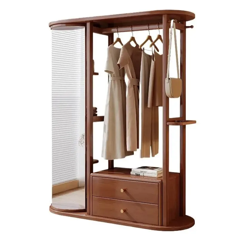 Solid wood floor-to-ceiling bedroom with mirror, simple household door, multi-layer shelf
Solid wood floor-to-ceiling bedroom with mirror, simple household door, multi-layer shelf