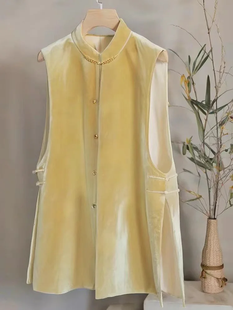 New Chinese Style Yellow Velvet Jacket Women's Shirt with Button Design Commute Style round Neck Regular Length Single Button
New Chinese Style Yellow Velvet Jacket Women's Shirt with Button Design Commute Style round Neck Regular Length Single Button