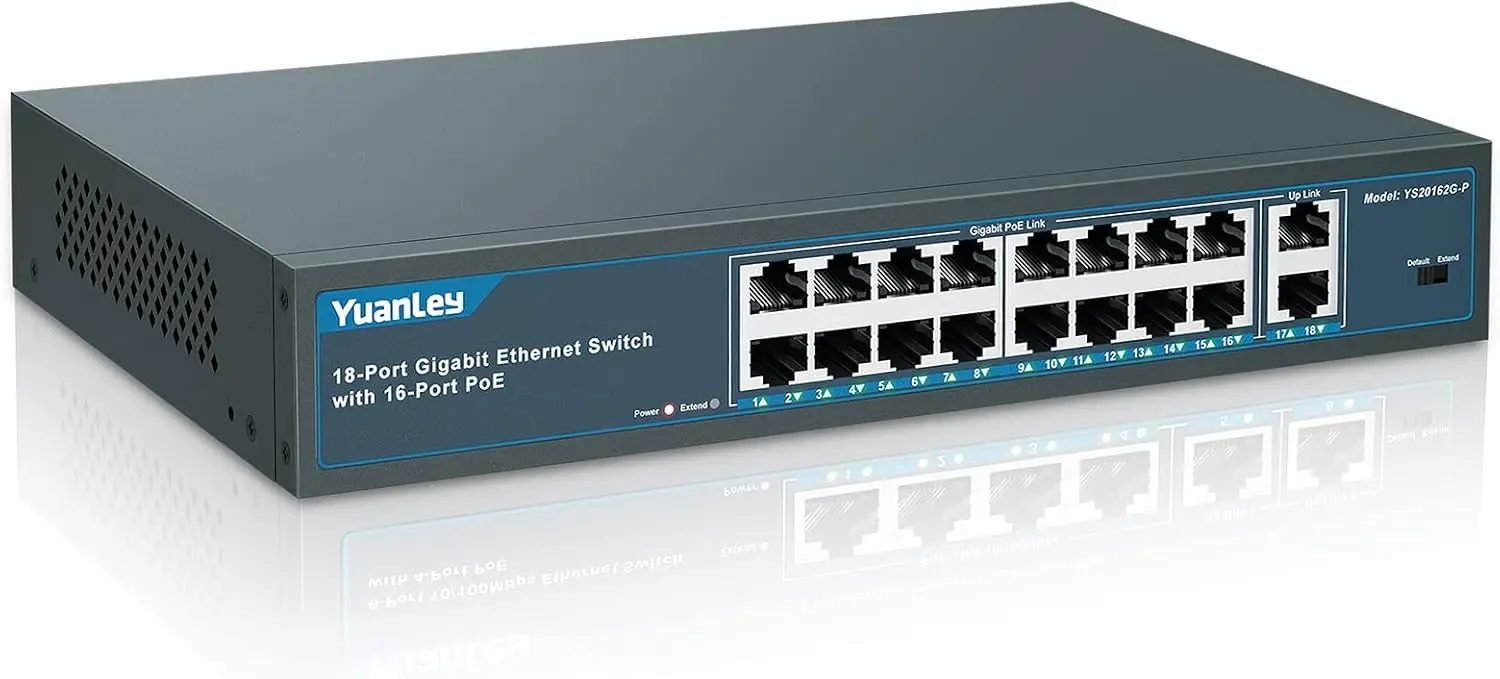 16-портовый гигабитный PoE-коммутатор с 2 Uplink-портами, мощностью 250 Вт, Plug and Play для простой настройки сети
16-портовый гигабитный PoE-коммутатор с 2 Uplink-портами, мощностью 250 Вт, Plug and Play для простой настройки сети