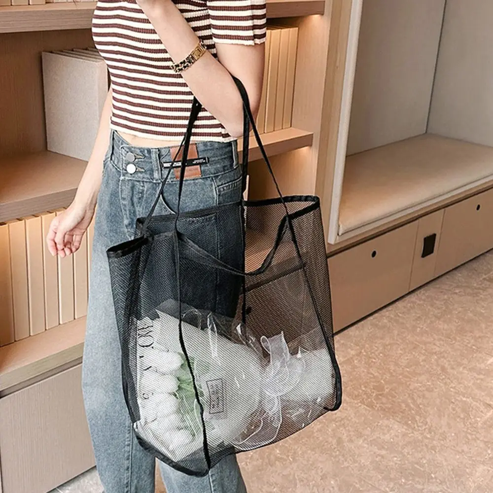 Fashion Large Capacity Beach Bag Solid Color Sports Transparent Mesh Bag New Style Shoulder Pouch Tote Handbag Travel
Fashion Large Capacity Beach Bag Solid Color Sports Transparent Mesh Bag New Style Shoulder Pouch Tote Handbag Travel