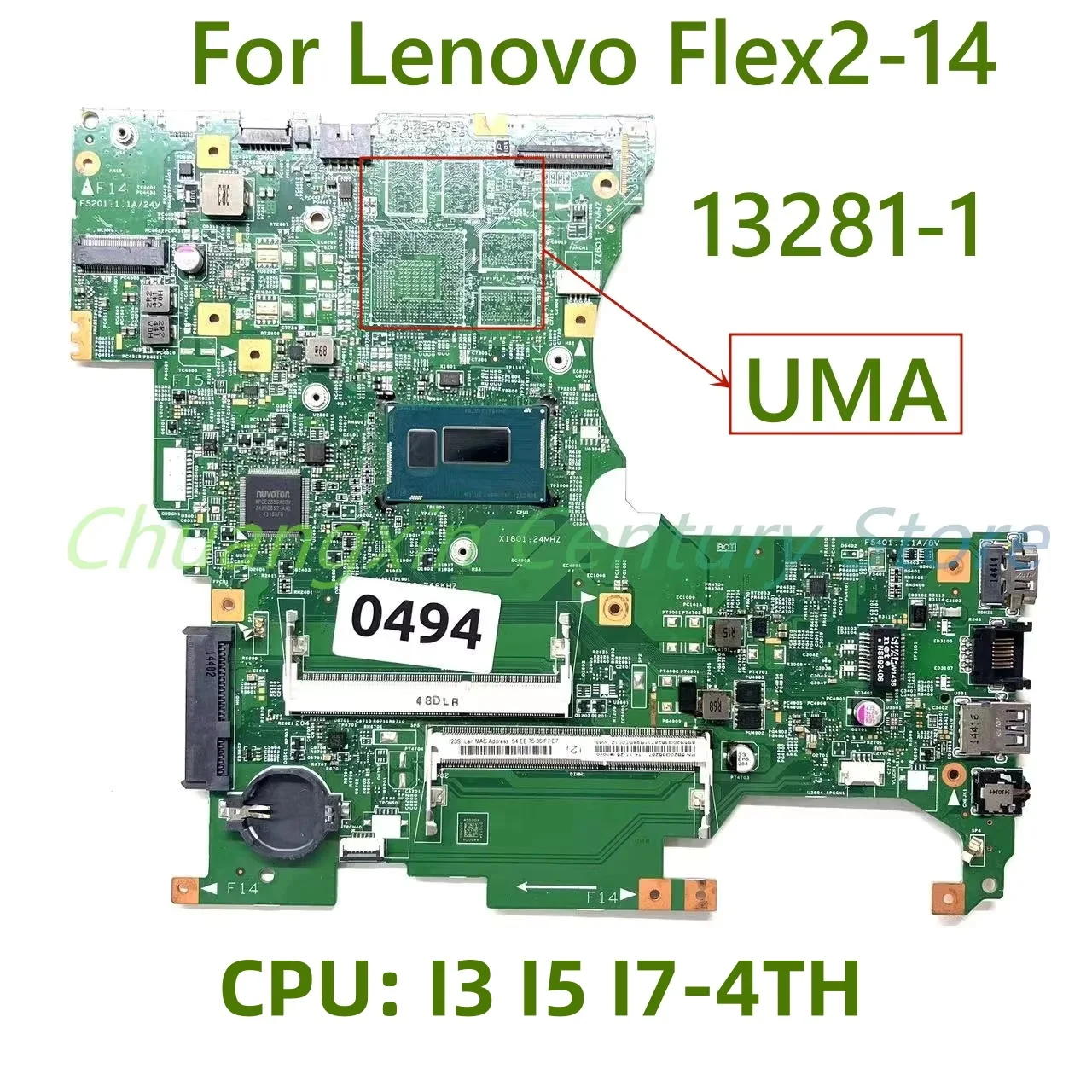 Материнская плата 13281-1 для ноутбука Lenovo Flex2-14 с процессором I3 I5 I7-4TH UMA DDR3, 100% протестирована, полностью работает
Материнская плата 13281-1 для ноутбука Lenovo Flex2-14 с процессором I3 I5 I7-4TH UMA DDR3, 100% протестирована, полностью работает