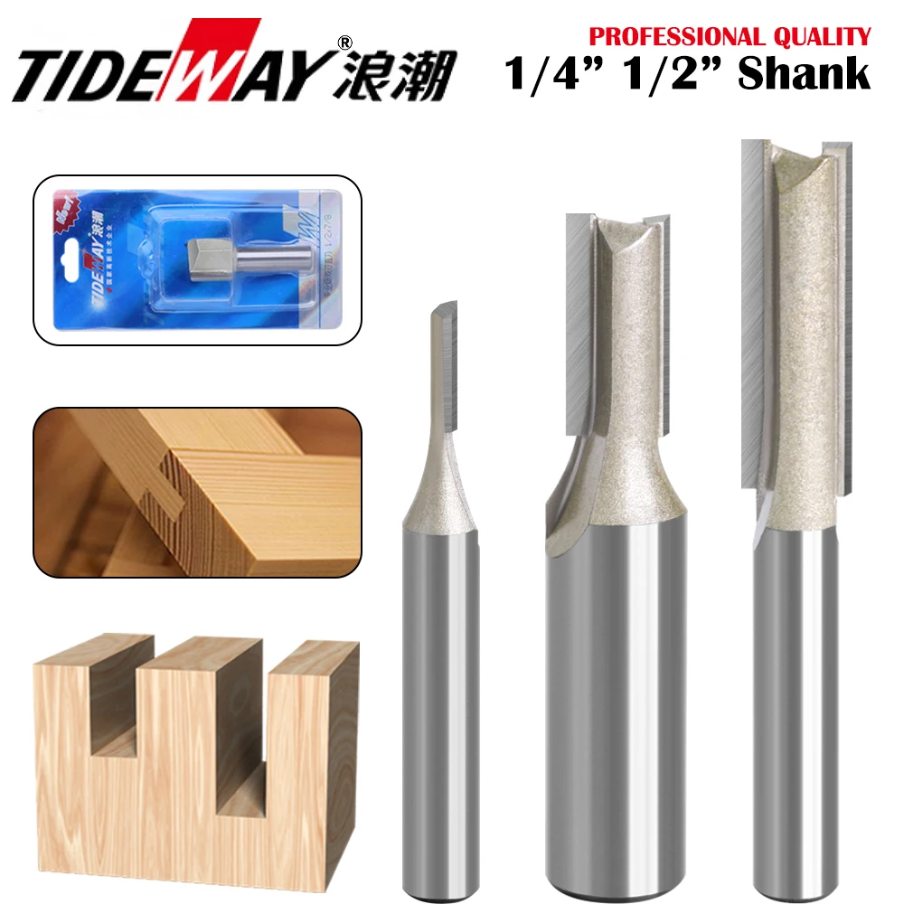 Tideway Straight Router Bits 1/2 Shank Double Flute Plunge Milling Cutter Carbide Tipped Woodworking Trimming Slotting Tool
Tideway Straight Router Bits 1/2 Shank Double Flute Plunge Milling Cutter Carbide Tipped Woodworking Trimming Slotting Tool
