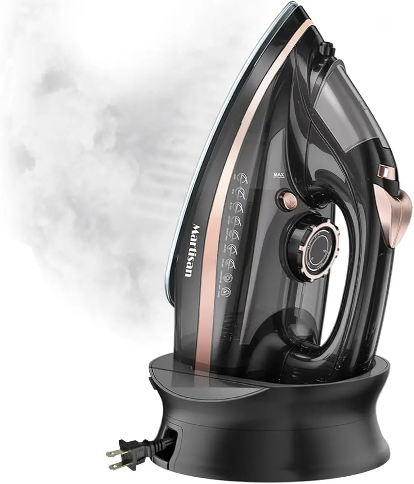 1600W Cordless Steam Iron for Clothes, Fast Heating, Retractable Cord, Ceramic Soleplate, Auto-Off, Anti-Calc, Anti-Drip
1600W Cordless Steam Iron for Clothes, Fast Heating, Retractable Cord, Ceramic Soleplate, Auto-Off, Anti-Calc, Anti-Drip