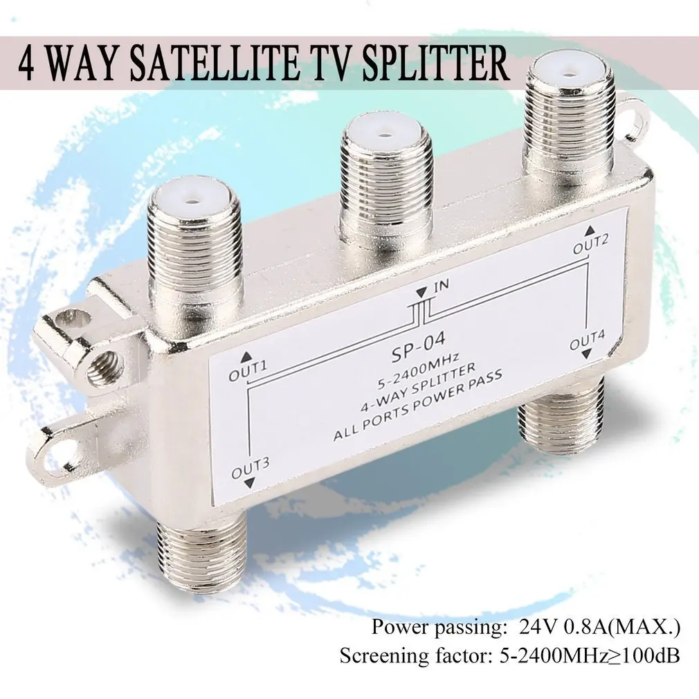 4 Way Satellite Antenna Cable TV Distributor 5-2400MHz F Type SP-04 Splitter Home TV Equipments Signal Receiver for SATV/CATV
4 Way Satellite Antenna Cable TV Distributor 5-2400MHz F Type SP-04 Splitter Home TV Equipments Signal Receiver for SATV/CATV