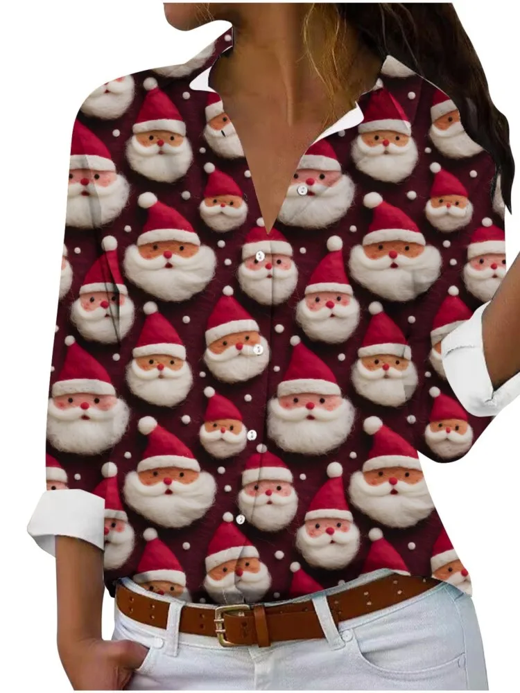 Elegant Women's Shirt Fashion Christmas Print Long Sleeve Tops Youthful Shirts And Blouses Clothes For Women 2023 New Arrivals
Elegant Women's Shirt Fashion Christmas Print Long Sleeve Tops Youthful Shirts And Blouses Clothes For Women 2023 New Arrivals
