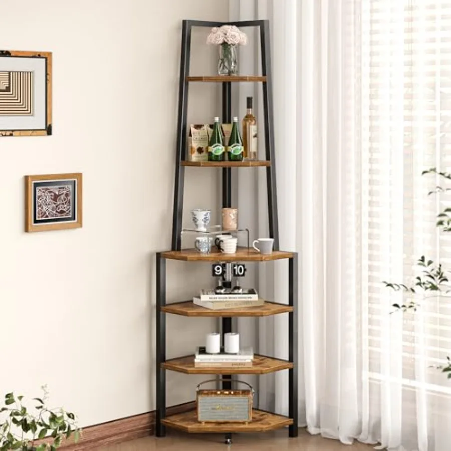 6 Tier Corner Shelf 69 Inch Industrial Bookshelf with Metal Frame Multipurpose Tall Plant Stand with Opening Display Shelves fo
6 Tier Corner Shelf 69 Inch Industrial Bookshelf with Metal Frame Multipurpose Tall Plant Stand with Opening Display Shelves fo