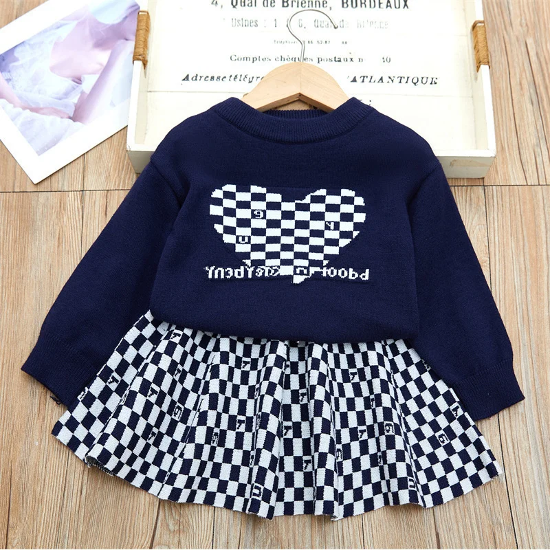 Children's Outfit Skirt New Autumn Winter Girls Korean Style Knitted Long Sleeve Sweater Half Skirt Two-Piece Set Children's Clo 
Children's Outfit Skirt New Autumn Winter Girls Korean Style Knitted Long Sleeve Sweater Half Skirt Two-Piece Set Children's Clo