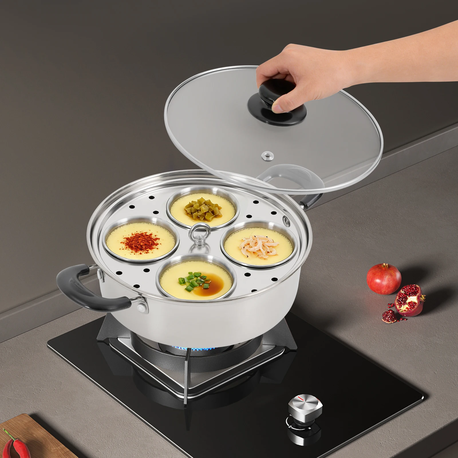 Steaming Pot With Lid,4 Cups Egg Steamer Pot,20cm Bottom Stainless Steel Egg Steamer,Multifunctional Cooking Pot,for Soup, Stew and Various Home Cooking
Steaming Pot With Lid,4 Cups Egg Steamer Pot,20cm Bottom Stainless Steel Egg Steamer,Multifunctional Cooking Pot,for Soup, Stew and Various Home Cooking