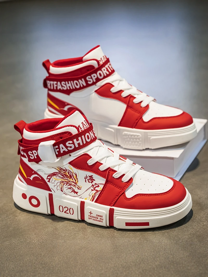 Red Casual Sports Men's Shoes for 2026 New Style Youth Students Fashionable All-Match High-Top Board Shoes Leather Upgraded
Red Casual Sports Men's Shoes for 2026 New Style Youth Students Fashionable All-Match High-Top Board Shoes Leather Upgraded