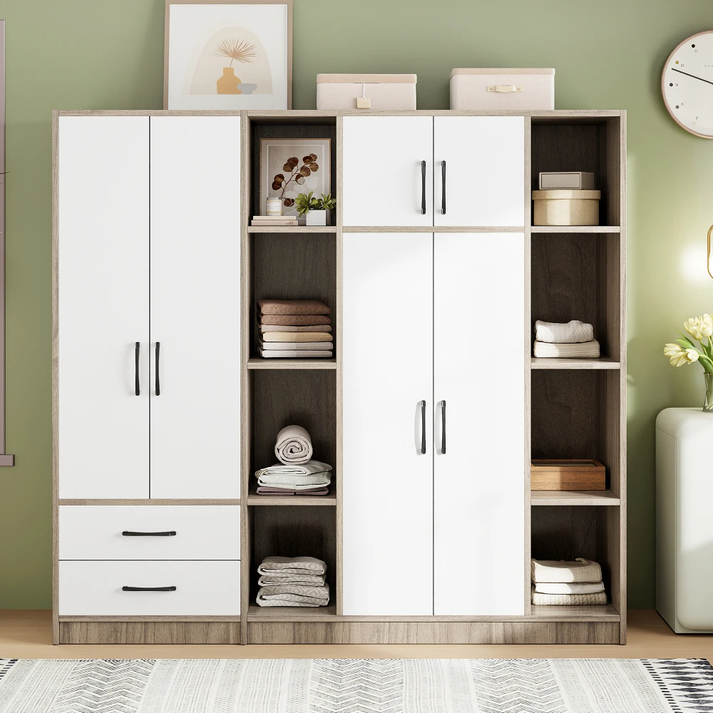 Large Freestanding Wardrobe Armoire with 6 Doors And 2 Drawers Hanging Rods And Shelves Closet Storage Cabinet for Bedroom
Large Freestanding Wardrobe Armoire with 6 Doors And 2 Drawers Hanging Rods And Shelves Closet Storage Cabinet for Bedroom