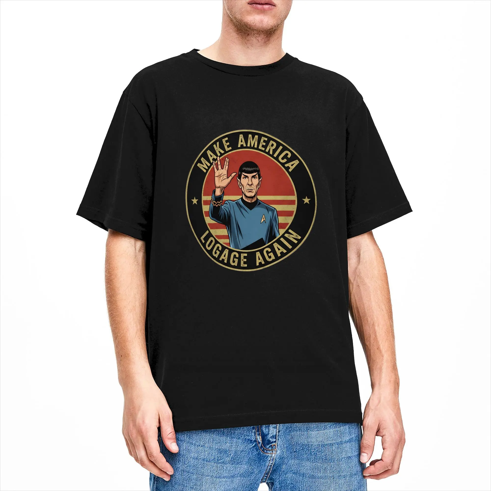 Men T-Shirt Make America Logage Again Spock Stars Treks Vintage Cotton Tee Shirt Short Sleeve T Shirt Crew Neck Tops Graphic
Men T-Shirt Make America Logage Again Spock Stars Treks Vintage Cotton Tee Shirt Short Sleeve T Shirt Crew Neck Tops Graphic