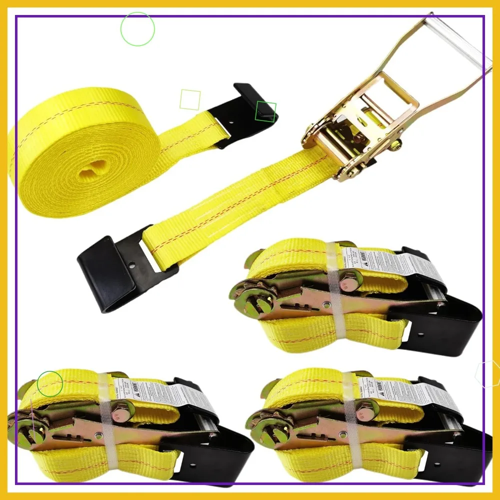 4 Pack Heavy Duty Ratchet Straps, 2" x 27', 3,333 lbs Working Load Limit for Trucks & Trailers
4 Pack Heavy Duty Ratchet Straps, 2" x 27', 3,333 lbs Working Load Limit for Trucks & Trailers