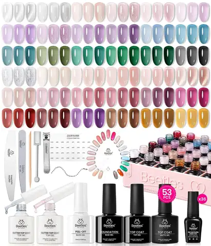 Beetles Gel Nail Polish Set with Base Glossy Matte Glitter Top Coat Nail Tools