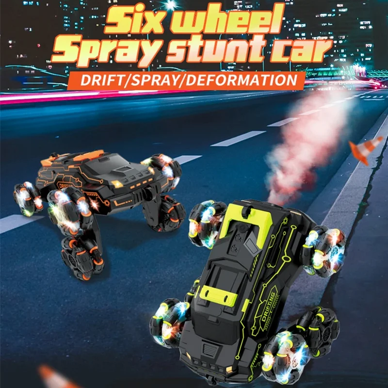 6 Wheels Spray RC Stunt Car 4WD Swing Arm Stunt Vehicle Deformation Drift Remote Control Car Climbing RC Racing Car Children Toy
6 Wheels Spray RC Stunt Car 4WD Swing Arm Stunt Vehicle Deformation Drift Remote Control Car Climbing RC Racing Car Children Toy