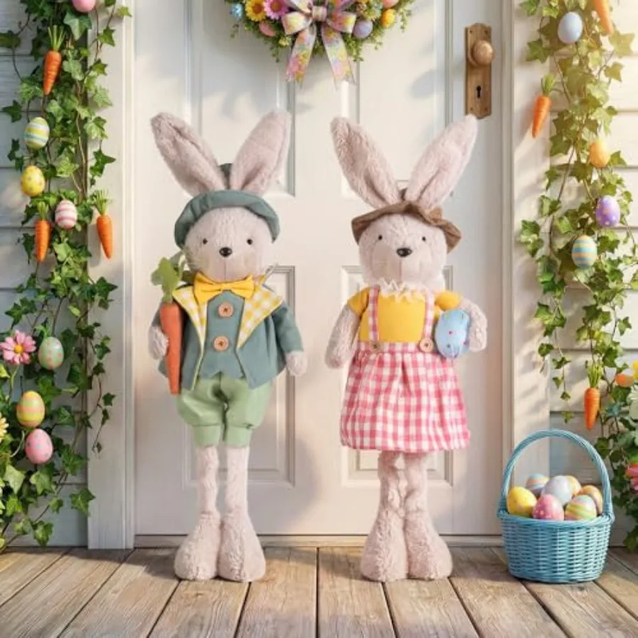 2PCS Standing Easter Bunny Gnome Plush Decoration 20.8-25.9 Inch Stuffed Rabbit with Retractable Spring Legs Handmade Doll Hold
2PCS Standing Easter Bunny Gnome Plush Decoration 20.8-25.9 Inch Stuffed Rabbit with Retractable Spring Legs Handmade Doll Hold