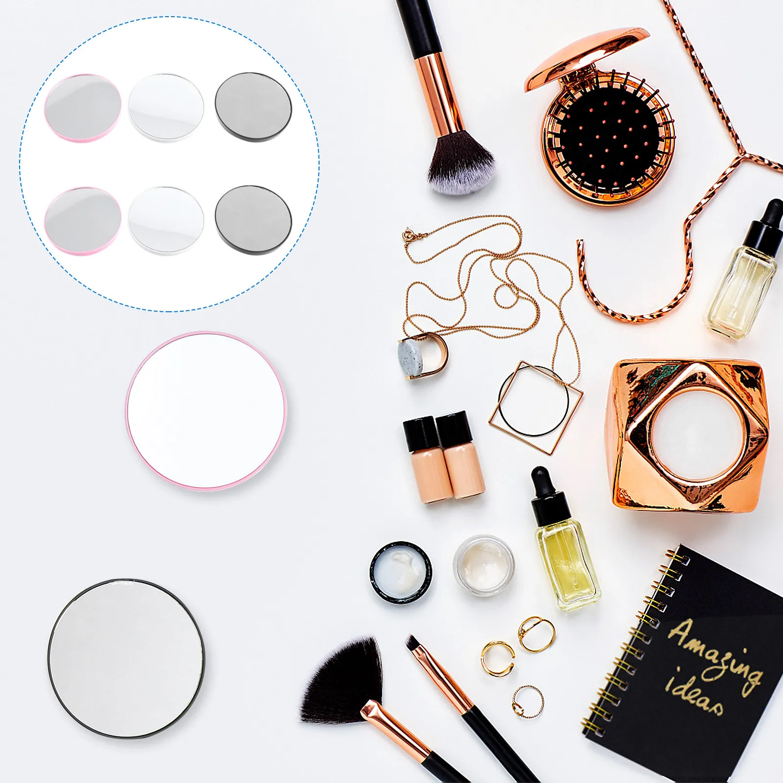 Набор из 6 круглых зеркал с 10-кратным увеличением и присоской, ручные зеркала для макияжа, точного нанесения подводки и ухода за бровями, для ежедневного использования
Набор из 6 круглых зеркал с 10-кратным увеличением и присоской, ручные зеркала для макияжа, точного нанесения подводки и ухода за бровями, для ежедневного использования