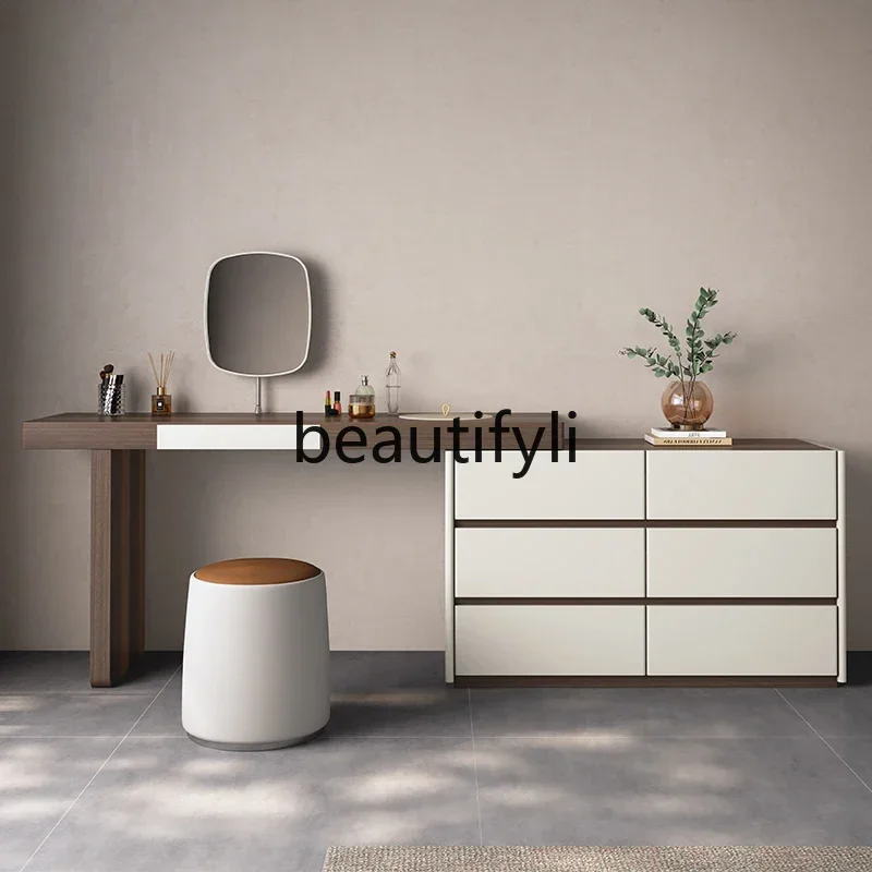 Italian minimalist dresser with chest modern minimalist end of bed corner retractable solid wood makeup table 
Italian minimalist dresser with chest modern minimalist end of bed corner retractable solid wood makeup table