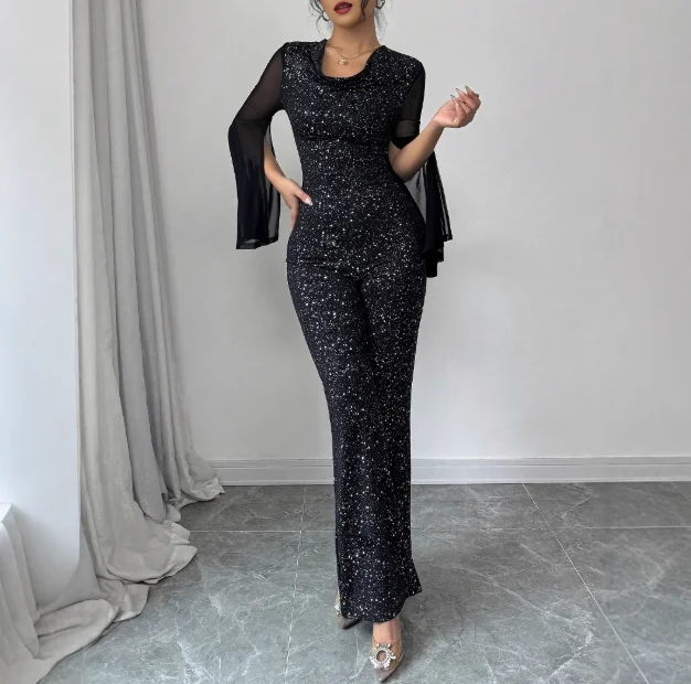 New Fashion 2025 Women's Elegant Hanging Collar High Slit Mesh Sleeve Knitted Jumpsuit One Pieces Female Womens Clothing Outfits
New Fashion 2025 Women's Elegant Hanging Collar High Slit Mesh Sleeve Knitted Jumpsuit One Pieces Female Womens Clothing Outfits