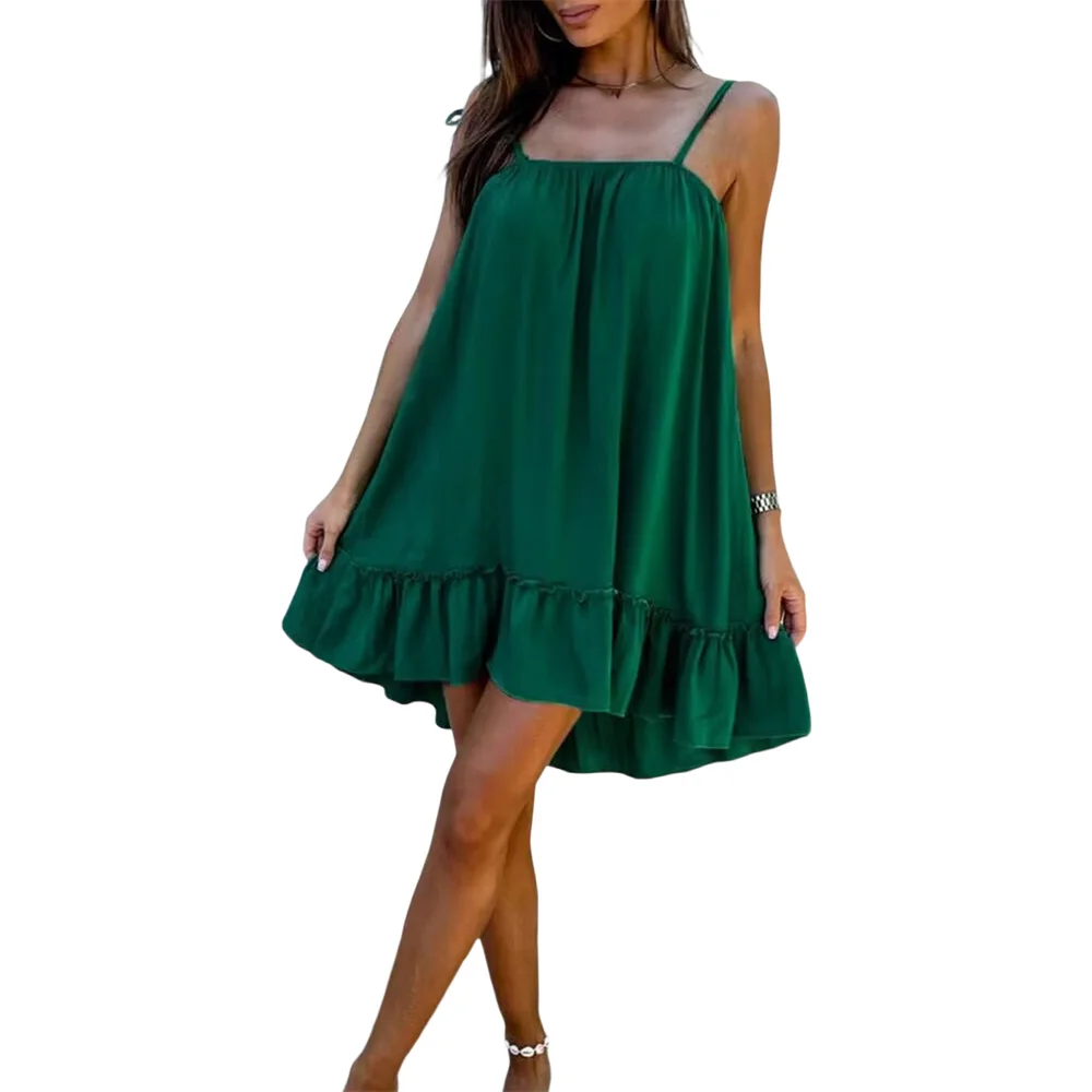 Douhoow Solid Color Backless Loose Ruffle Hem Dress for Women Spaghetti Straps Tie-up Loose Midi Dress Party Summer Dresses
Douhoow Solid Color Backless Loose Ruffle Hem Dress for Women Spaghetti Straps Tie-up Loose Midi Dress Party Summer Dresses