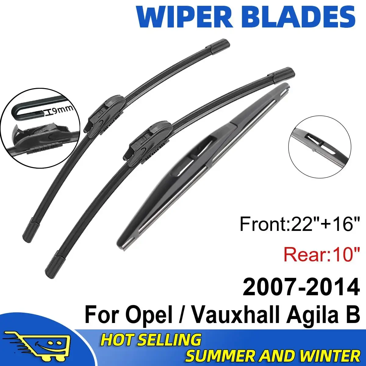 3PCS For Opel / Vauxhall Agila B 2007-2014 22" + 16"+ 10" Front Rear Wiper Blades Windshield Windscreen Cutter Accessories
3PCS For Opel / Vauxhall Agila B 2007-2014 22" + 16"+ 10" Front Rear Wiper Blades Windshield Windscreen Cutter Accessories