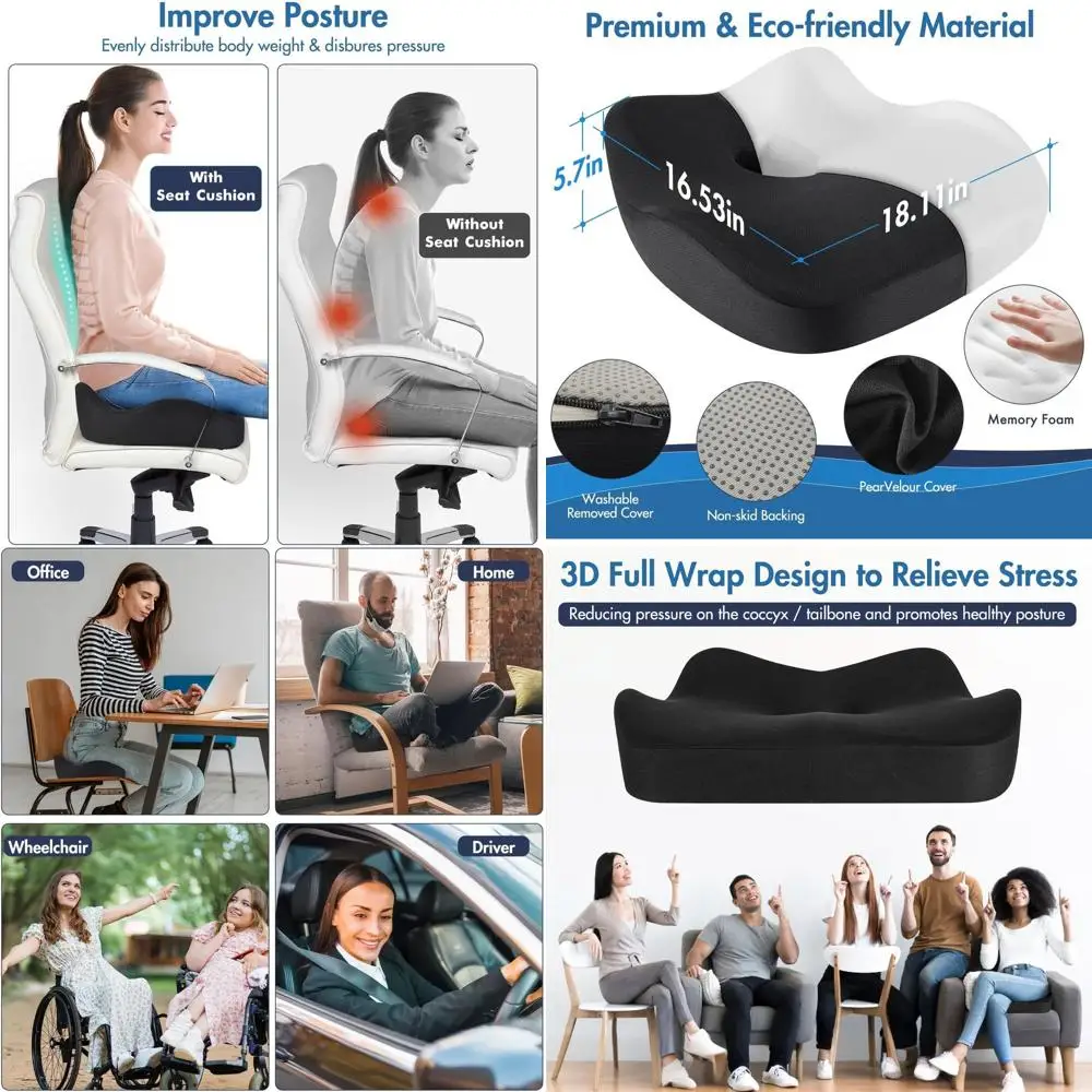 Подушка для автомобильного сиденья, эргономичная подушка для автомобильного сиденья из пены с эффектом памяти для облегчения боли при ишиасе, большая подушка для сиденья вождения для коротких водителей автомобилей
Подушка для автомобильного сиденья, эргономичная подушка для автомобильного сиденья из пены с эффектом памяти для облегчения боли при ишиасе, большая подушка для сиденья вождения для коротких водителей автомобилей