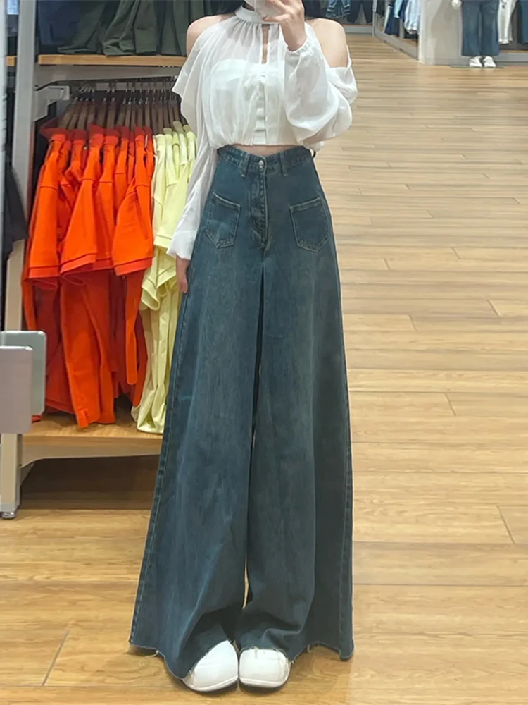 High Waist Wide Leg Denim Jeans Women's High Street American Style A-Line Flared Pants Long Trousers Spring Autumn
High Waist Wide Leg Denim Jeans Women's High Street American Style A-Line Flared Pants Long Trousers Spring Autumn
