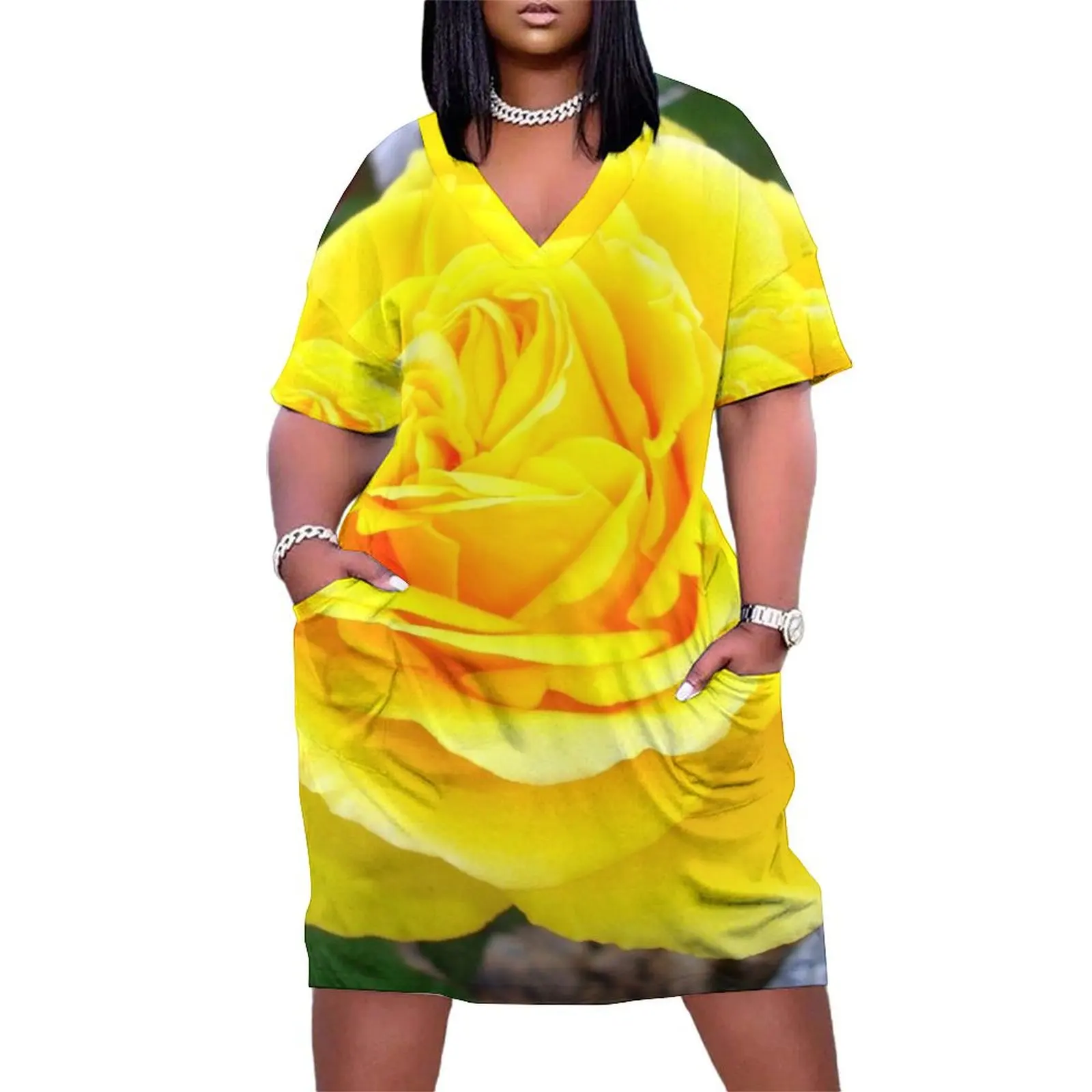 Head On View Of A Yellow Rose With Garden Background Loose Pocket Dress dresses ladies 2025 summer womans clothing
Head On View Of A Yellow Rose With Garden Background Loose Pocket Dress dresses ladies 2025 summer womans clothing