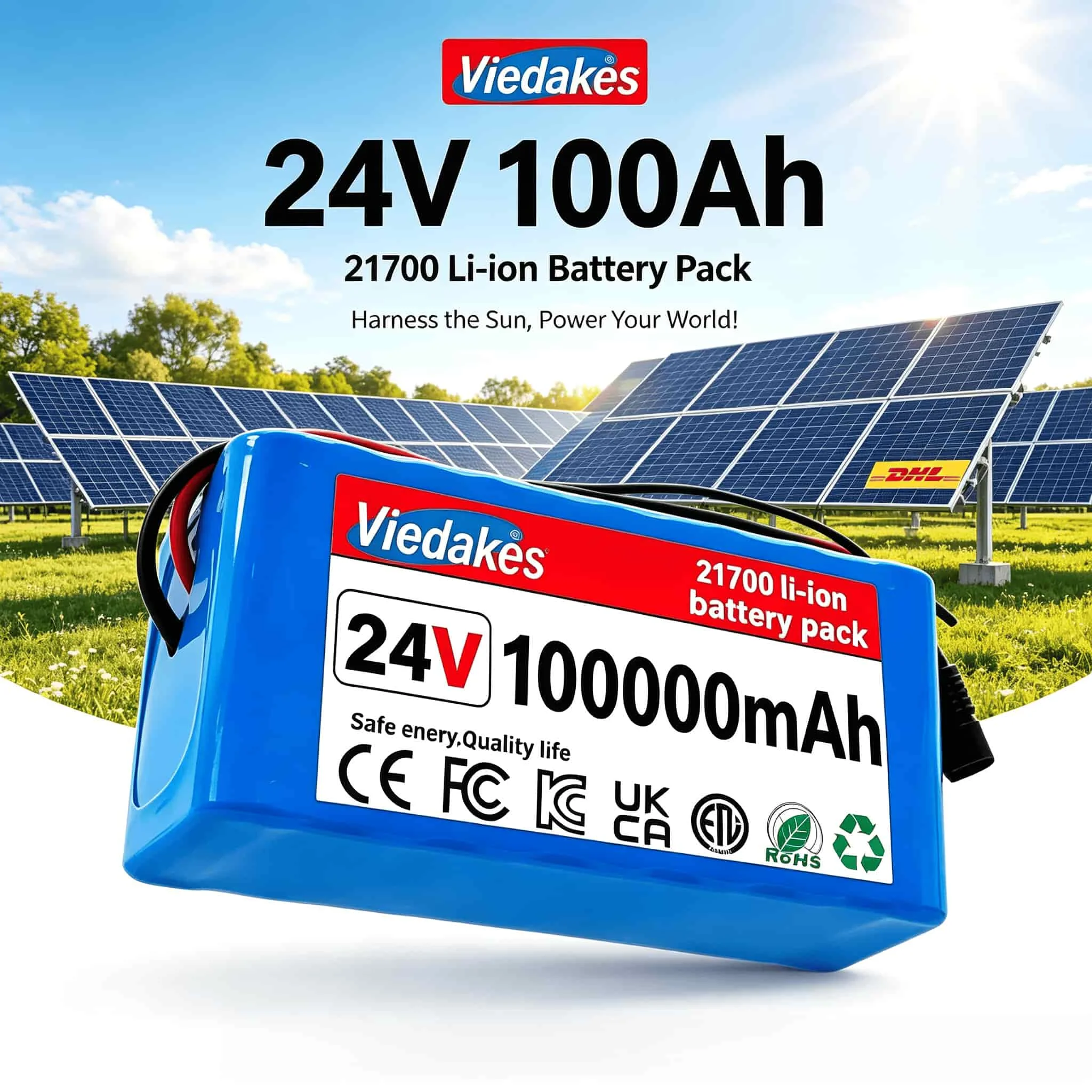 24V 60Ah 21700 Lithium Battery with BMS, Free Charger for Electric Scooter & 24V Household Devices
24V 60Ah 21700 Lithium Battery with BMS, Free Charger for Electric Scooter & 24V Household Devices