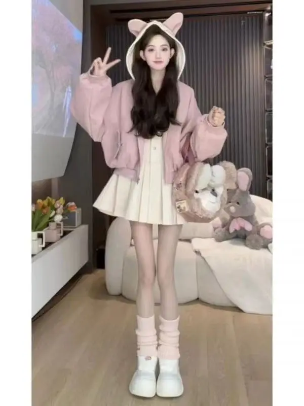 Sweet Rabbit Ear Jacket Women's Autumn Winter New Small Cute Fake Two-Piece Dress Set College Style Fashion Ensemble
Sweet Rabbit Ear Jacket Women's Autumn Winter New Small Cute Fake Two-Piece Dress Set College Style Fashion Ensemble