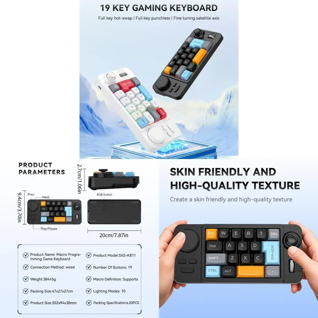 Customizable Mechanical Keyboard 19 Mini Keypad Programmable Joystick Double Scroll Controls Color Lighting
Customizable Mechanical Keyboard 19 Mini Keypad Programmable Joystick Double Scroll Controls Color Lighting