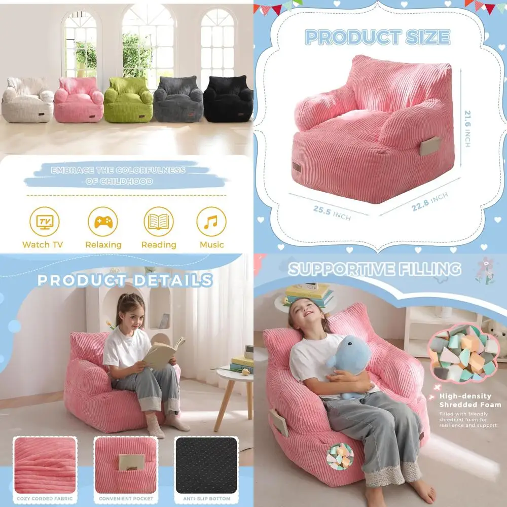 Children's Bean Bag Chair - Toddler Sofa with Filled Bean Bag for Boys & Girls, Ideal for Lazy Floor Seating, Gaming, Reading in
Children's Bean Bag Chair - Toddler Sofa with Filled Bean Bag for Boys & Girls, Ideal for Lazy Floor Seating, Gaming, Reading in