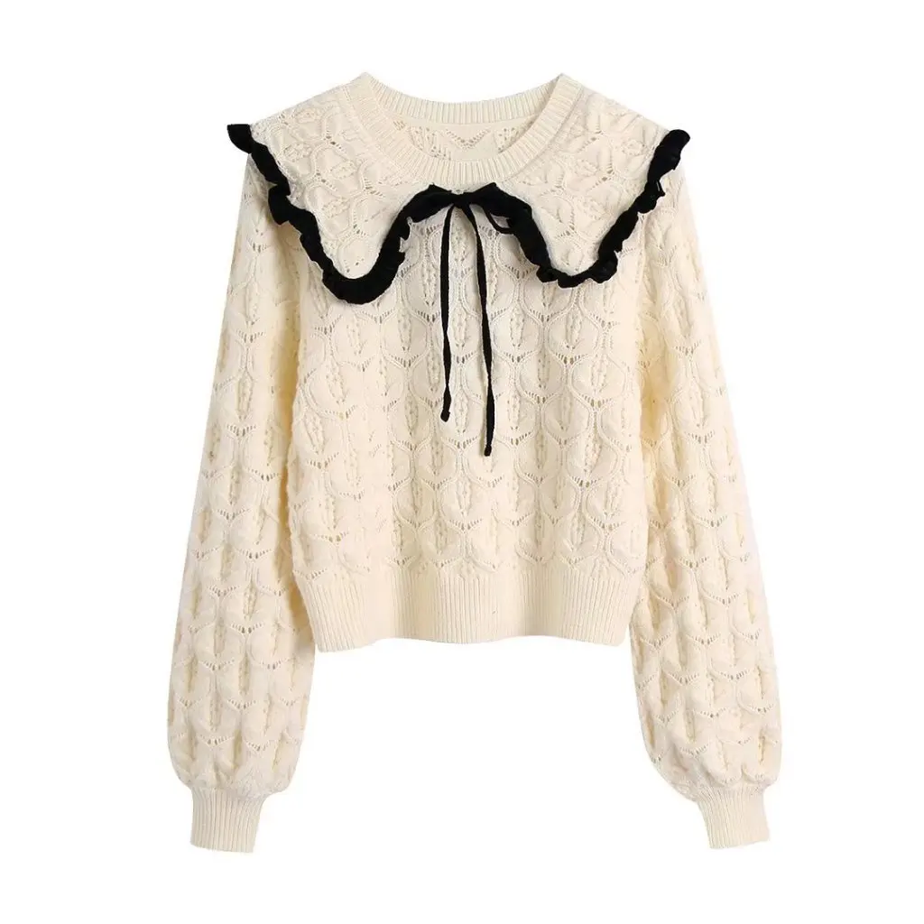 Winter Women's Knitted Sweater Bow Collar European American Style Fashionable Warm Top for Ladies
Winter Women's Knitted Sweater Bow Collar European American Style Fashionable Warm Top for Ladies
