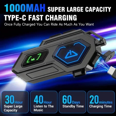 C8Pro Motorcycle Helmet Intercom Headset Bluetooth5.3 Handsfree Call With LED Lighting Noise Reduction IPX5 Waterproof Headphone
C8Pro Motorcycle Helmet Intercom Headset Bluetooth5.3 Handsfree Call With LED Lighting Noise Reduction IPX5 Waterproof Headphone