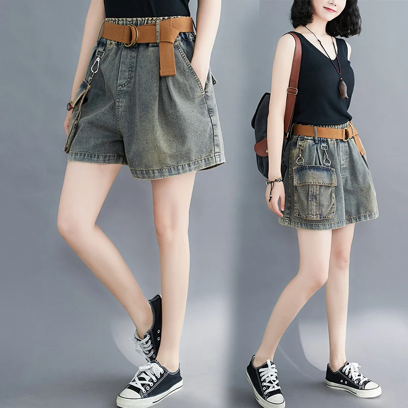 High Waist Denim Shorts Summer New plus Size Pockets Splicing Jeans Shorts Stylish Slimming Personality Trendy Hot Pants
High Waist Denim Shorts Summer New plus Size Pockets Splicing Jeans Shorts Stylish Slimming Personality Trendy Hot Pants