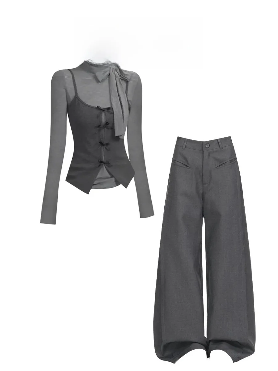 Parkyeon Korean Style Knot Casual Pants Set Breathable Long Sleeve T-Shirt High Waist Pants Autumn Fashion Outfit
Parkyeon Korean Style Knot Casual Pants Set Breathable Long Sleeve T-Shirt High Waist Pants Autumn Fashion Outfit
