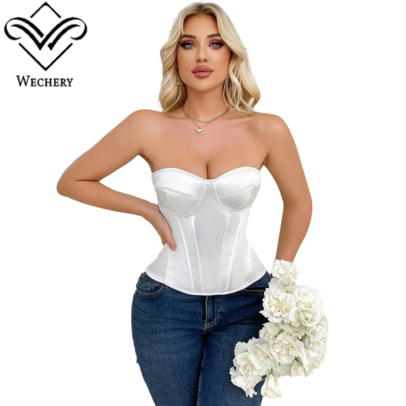 Wechery White Corset For Woman Body Shaper Slimming Sheath Waist Trainer Vintage Tight-fitting Strapless Lace-up Bustier Top
Wechery White Corset For Woman Body Shaper Slimming Sheath Waist Trainer Vintage Tight-fitting Strapless Lace-up Bustier Top