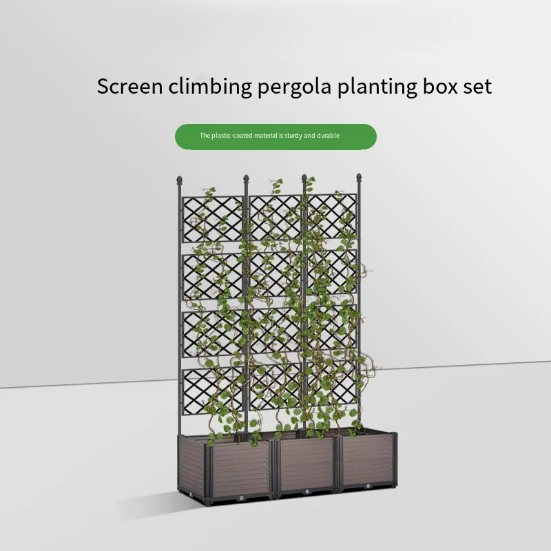 Outdoor Fence Planter Box, Balcony Flower Trough with Climbing Trellis, Rooftop Vegetable Flower Growing Pot
Outdoor Fence Planter Box, Balcony Flower Trough with Climbing Trellis, Rooftop Vegetable Flower Growing Pot
