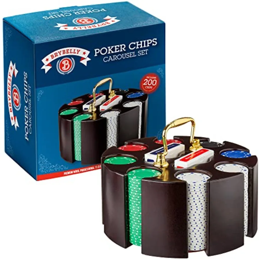 Poker Chips - Poker Set with Wood Carousel Case for Casino Party Texas Holdem Blackjack and Family Game Night - 200 Count
Poker Chips - Poker Set with Wood Carousel Case for Casino Party Texas Holdem Blackjack and Family Game Night - 200 Count