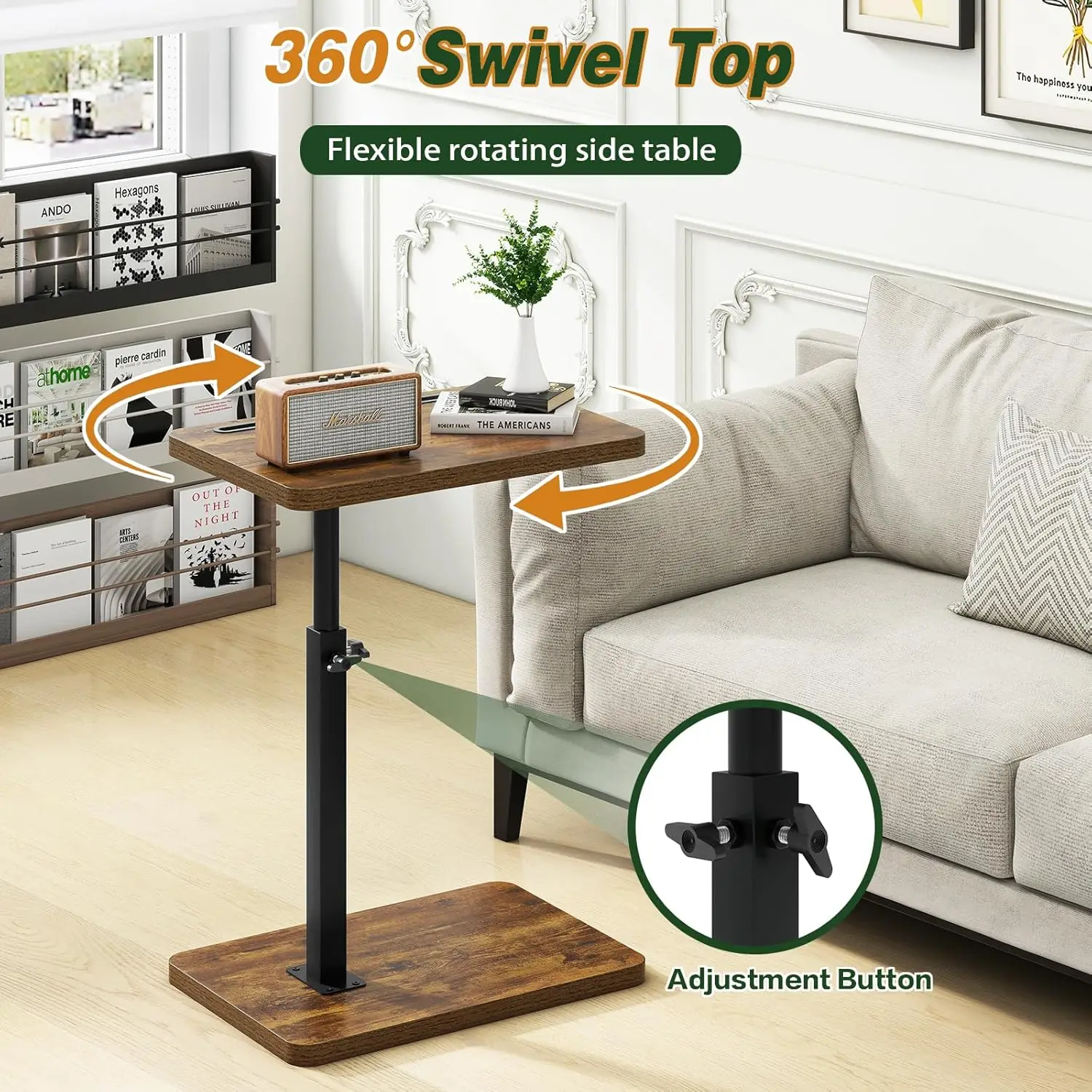 Ibuyke C Shaped Side Table, 360° Swivel Height Adjustable End Table For Small Spaces, With Phone & Tablet Slot, Modern Small
Ibuyke C Shaped Side Table, 360° Swivel Height Adjustable End Table For Small Spaces, With Phone & Tablet Slot, Modern Small