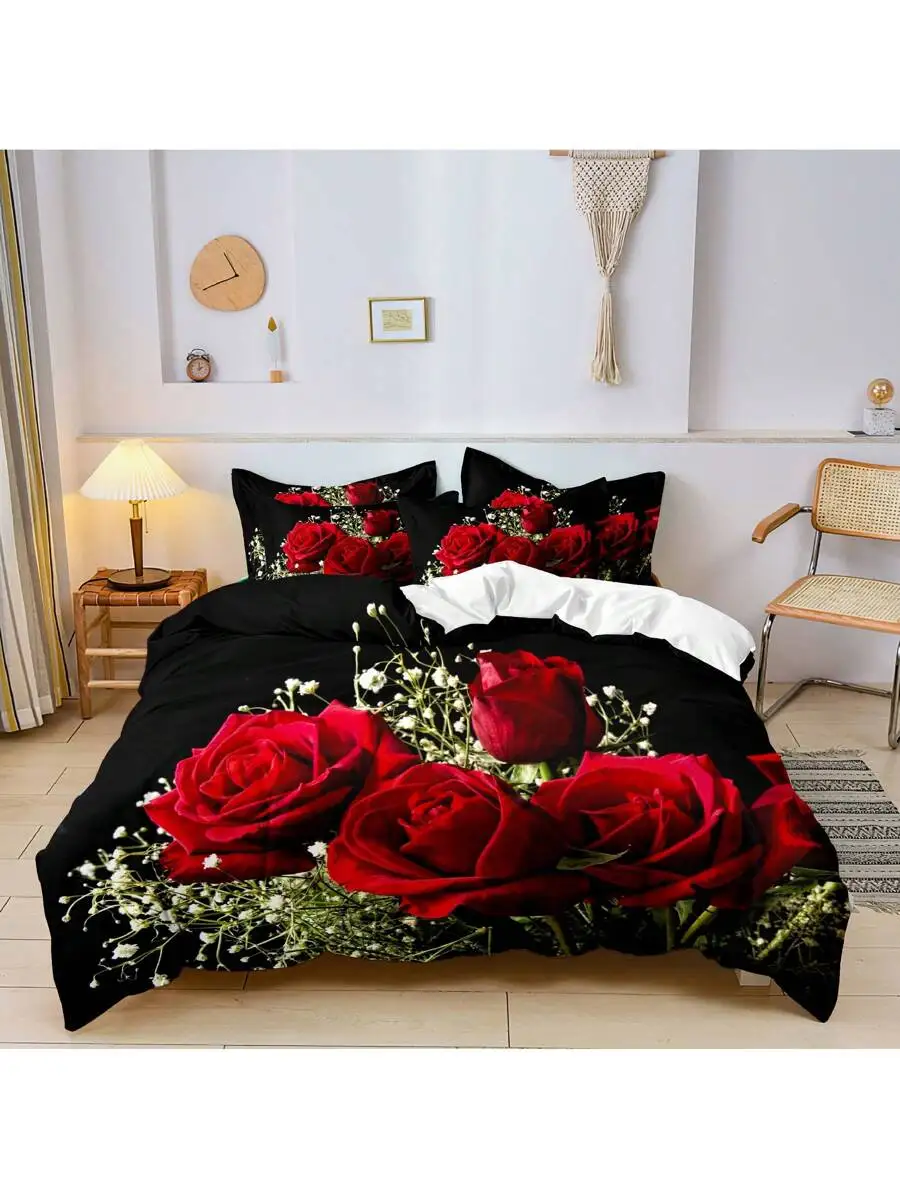 3pcs Rose Print Duvet Cover Set Soft Comfortable Bedding For Bedroom Guest Room
3pcs Rose Print Duvet Cover Set Soft Comfortable Bedding For Bedroom Guest Room