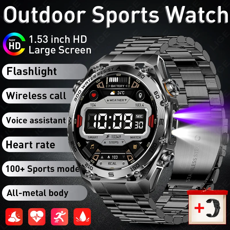 LIGE Military Metal Smart Watches 1000mAh Battery Sports Heart Rate Outdoor Flashlight Waterproof Bluetooth Call Men Smartwatch
LIGE Military Metal Smart Watches 1000mAh Battery Sports Heart Rate Outdoor Flashlight Waterproof Bluetooth Call Men Smartwatch
