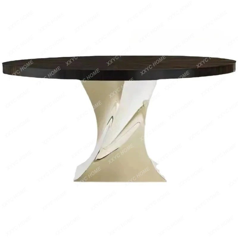 L luxury furniture solid wood dining table stainless steel feet 1.5 meters round eating table modern retro table
L luxury furniture solid wood dining table stainless steel feet 1.5 meters round eating table modern retro table