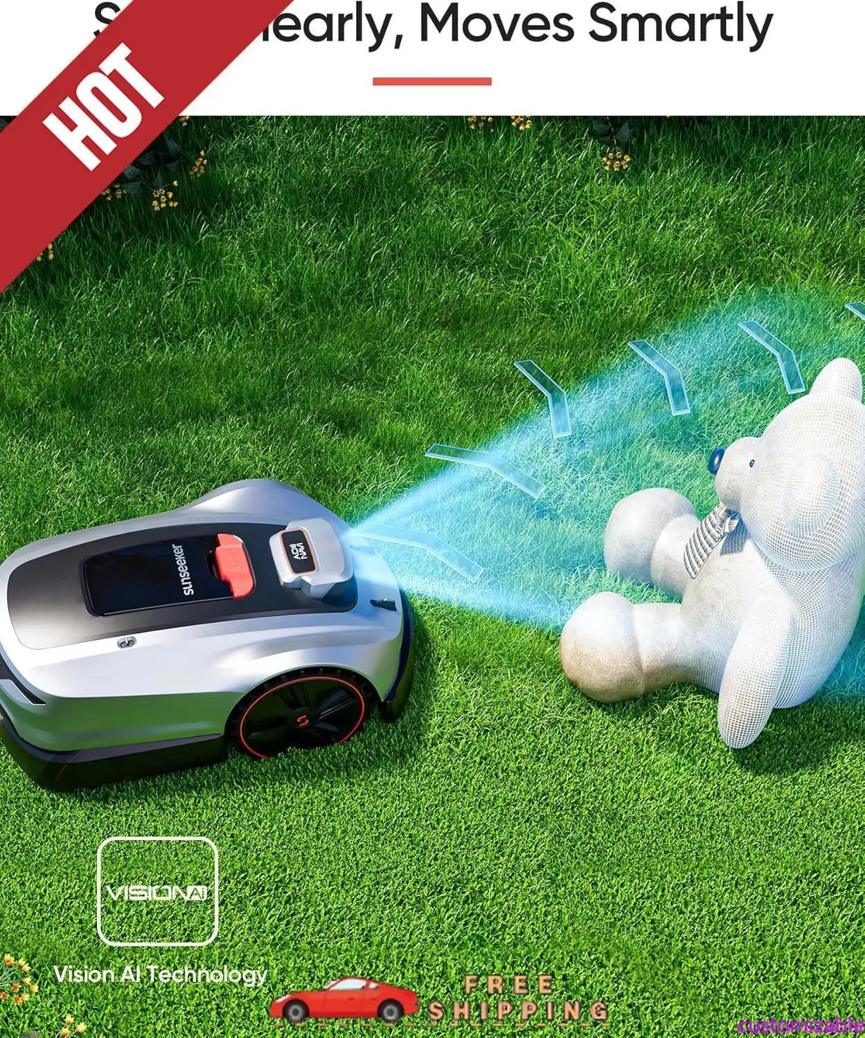 Customizable X3 Plus Robot Lawn Mower no Wire,0.3 Acre/13,000 Sq. Ft,Smart APP Control, AI & RTK Navigation, 6 Muti-Zo
Customizable X3 Plus Robot Lawn Mower no Wire,0.3 Acre/13,000 Sq. Ft,Smart APP Control, AI & RTK Navigation, 6 Muti-Zo