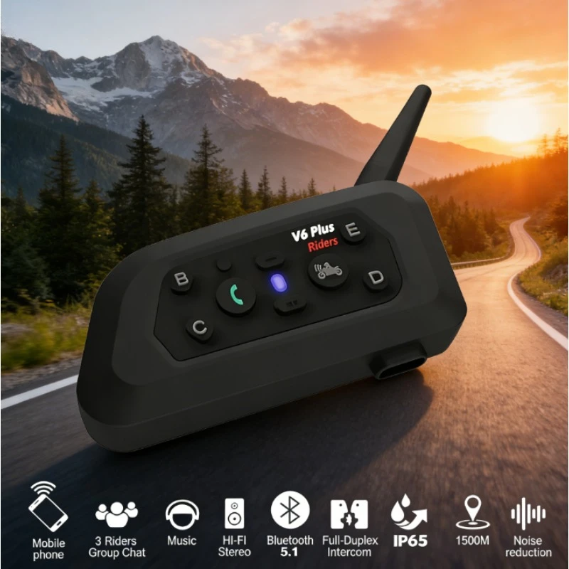 V6 PRO+ BT5.1 6 Riders Intercom 800m Waterproof Motorcycle Helmet Headset Music Player Wireless Communication Interphone
V6 PRO+ BT5.1 6 Riders Intercom 800m Waterproof Motorcycle Helmet Headset Music Player Wireless Communication Interphone