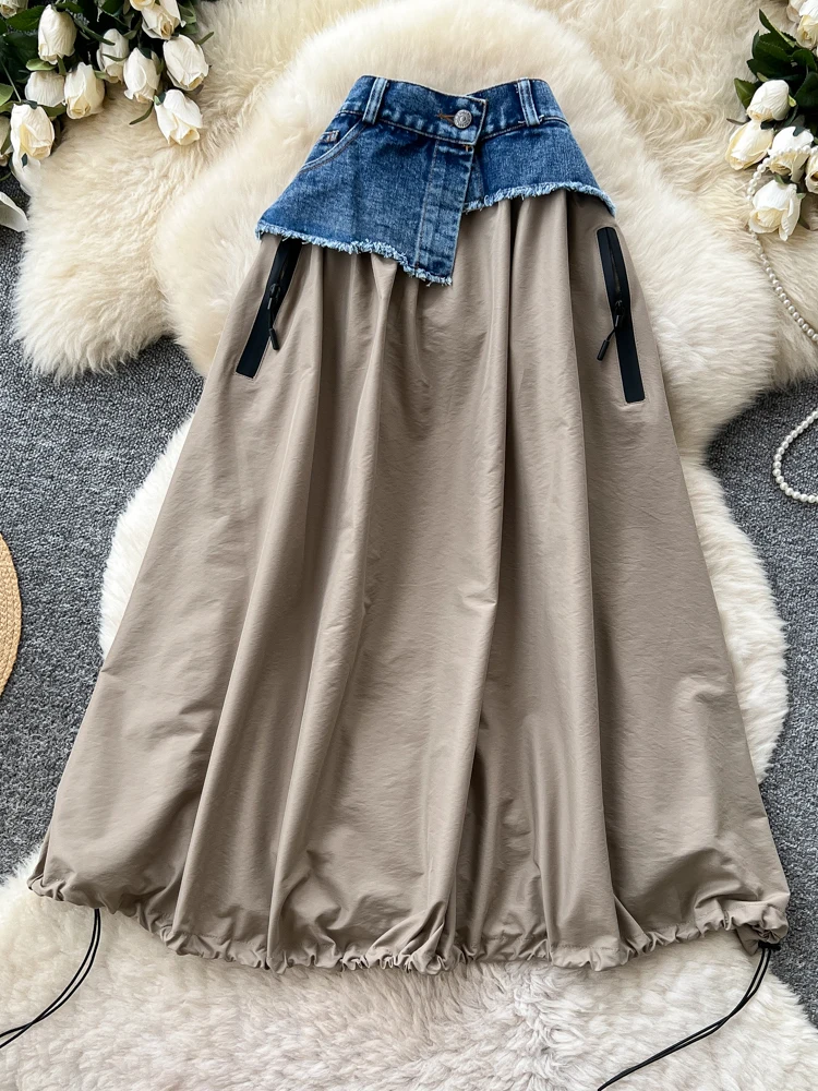 High Waist A-Line Skirt Women's Commute Color Block Denim Slimming Skirt Korean Style Half Body Skirts City Commute
High Waist A-Line Skirt Women's Commute Color Block Denim Slimming Skirt Korean Style Half Body Skirts City Commute