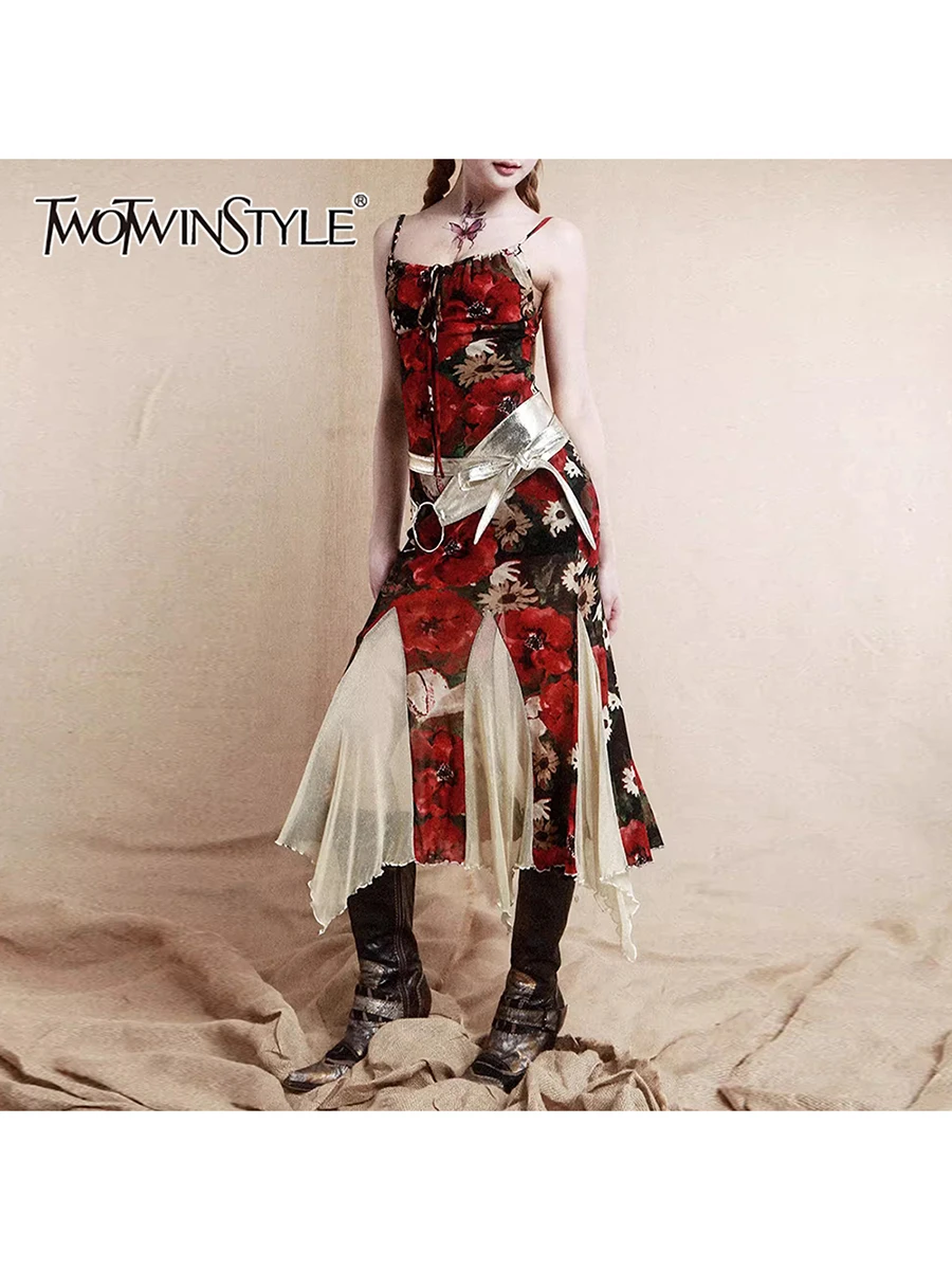 TWOTWINSTYLE Hit Color Slimming Dresses For Women Square Neck Sleeveless High Waist Temperament Long Dress Female Fashion New
TWOTWINSTYLE Hit Color Slimming Dresses For Women Square Neck Sleeveless High Waist Temperament Long Dress Female Fashion New